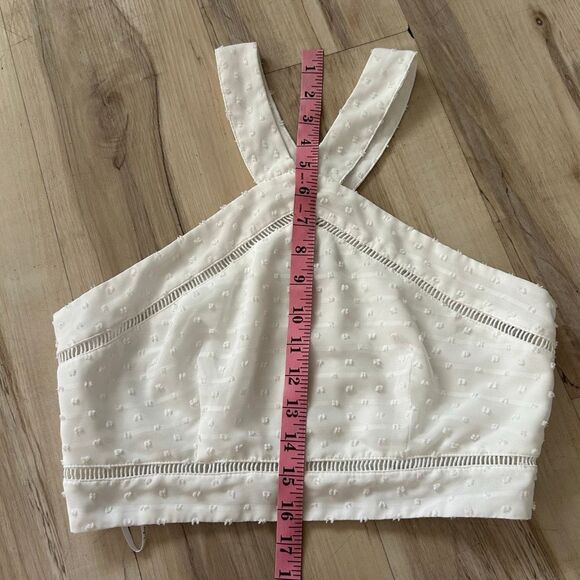 White Textured Two Piece Set Midi Skirt & Halter Crop Top | Boho Summer Outfit | - Picture 3 of 13